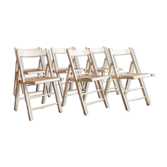 Lot de 6 chaises cannées pliantes
