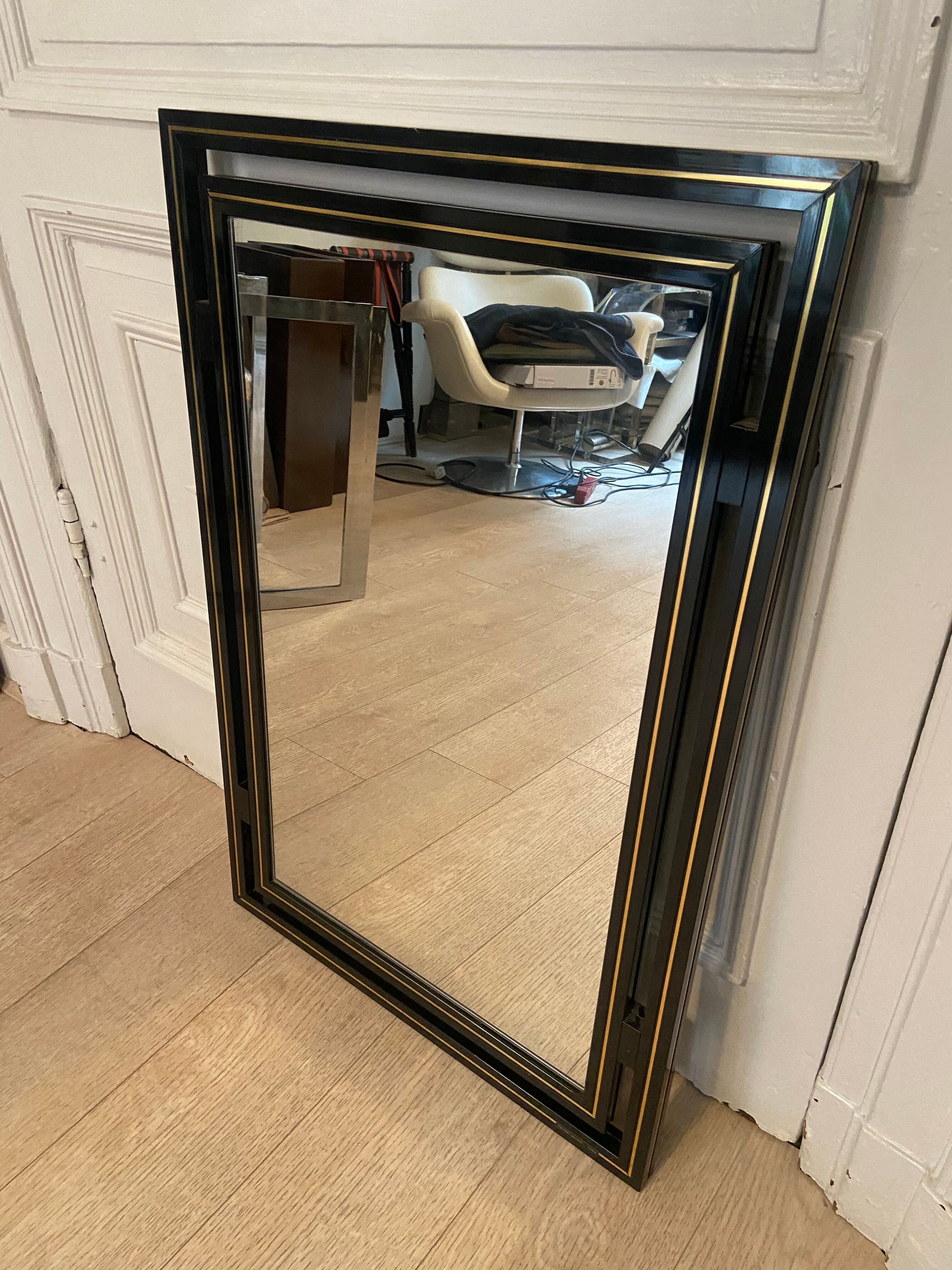 Mirror Pierre Vandel black and gold, 1970s
