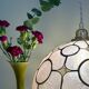 Vintage mother-of-pearl and brass lampshade pendant light