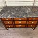 Louis XVI commode in veneer, gilt bronze and grey Ardennes marble, 18th century