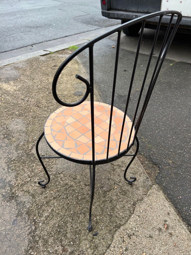 Set of 4 terracotta ceramic mosaic chairs