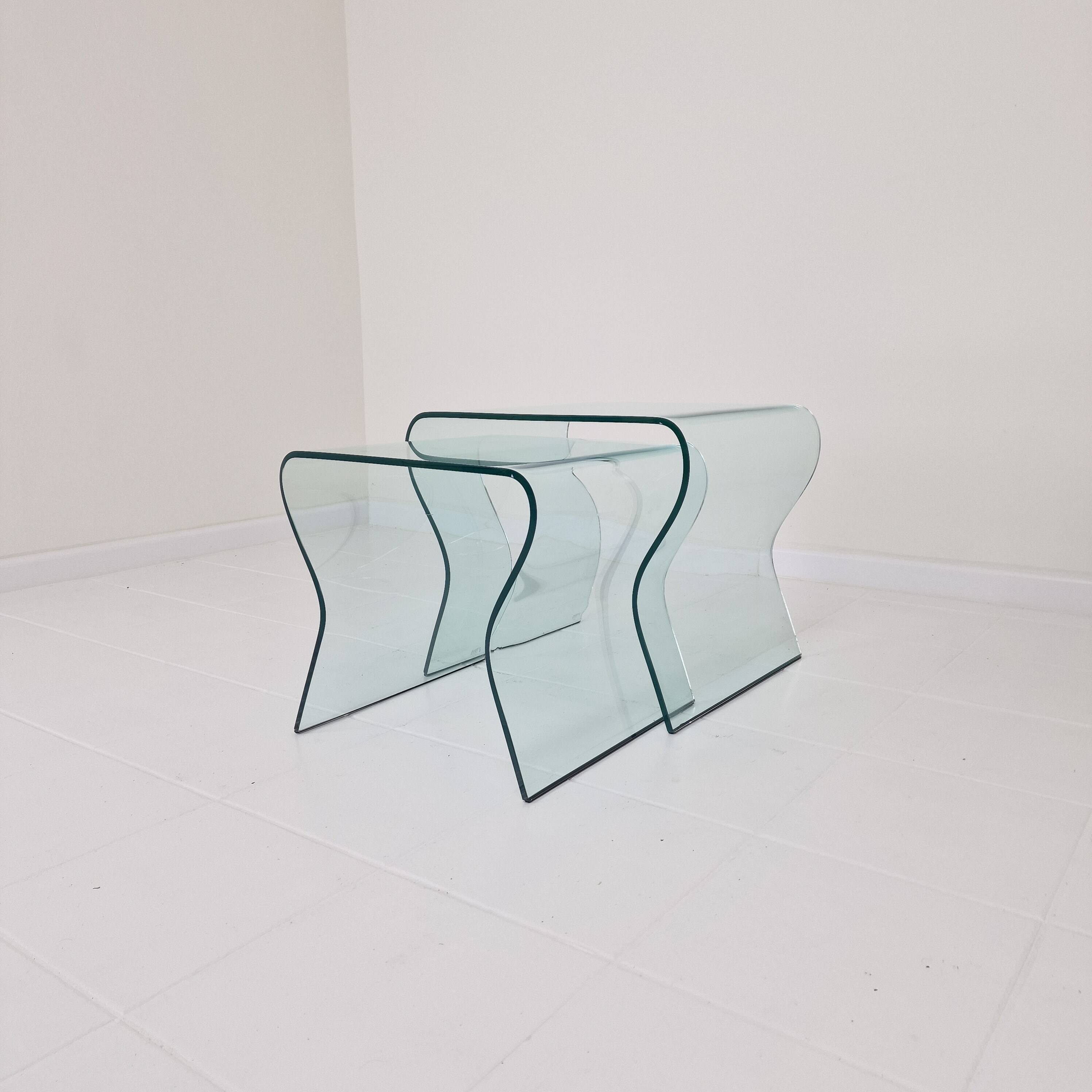 "Tango" Glass Nesting Table Set by Fabio Di Bartolomei for Fiam Italia