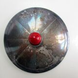 art deco butter dish in silver metal