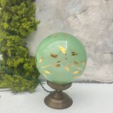 Globe table lamp in green opaline
