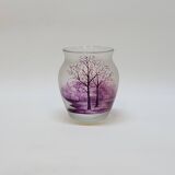 Ancien petit vase en cristal de bohême peint souvenir auvergne