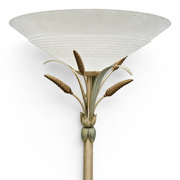 2 lampes sur pied / décoration métallique botanique / florale / années 1970