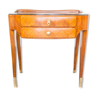 Wooden and brass art deco bedside table 1950
