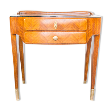 Wooden and brass art deco bedside table 1950