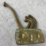 Three-pronged folding brass coat hook