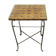 1950s table with wooden top and floor under glass, height 65cm - 50x50cm