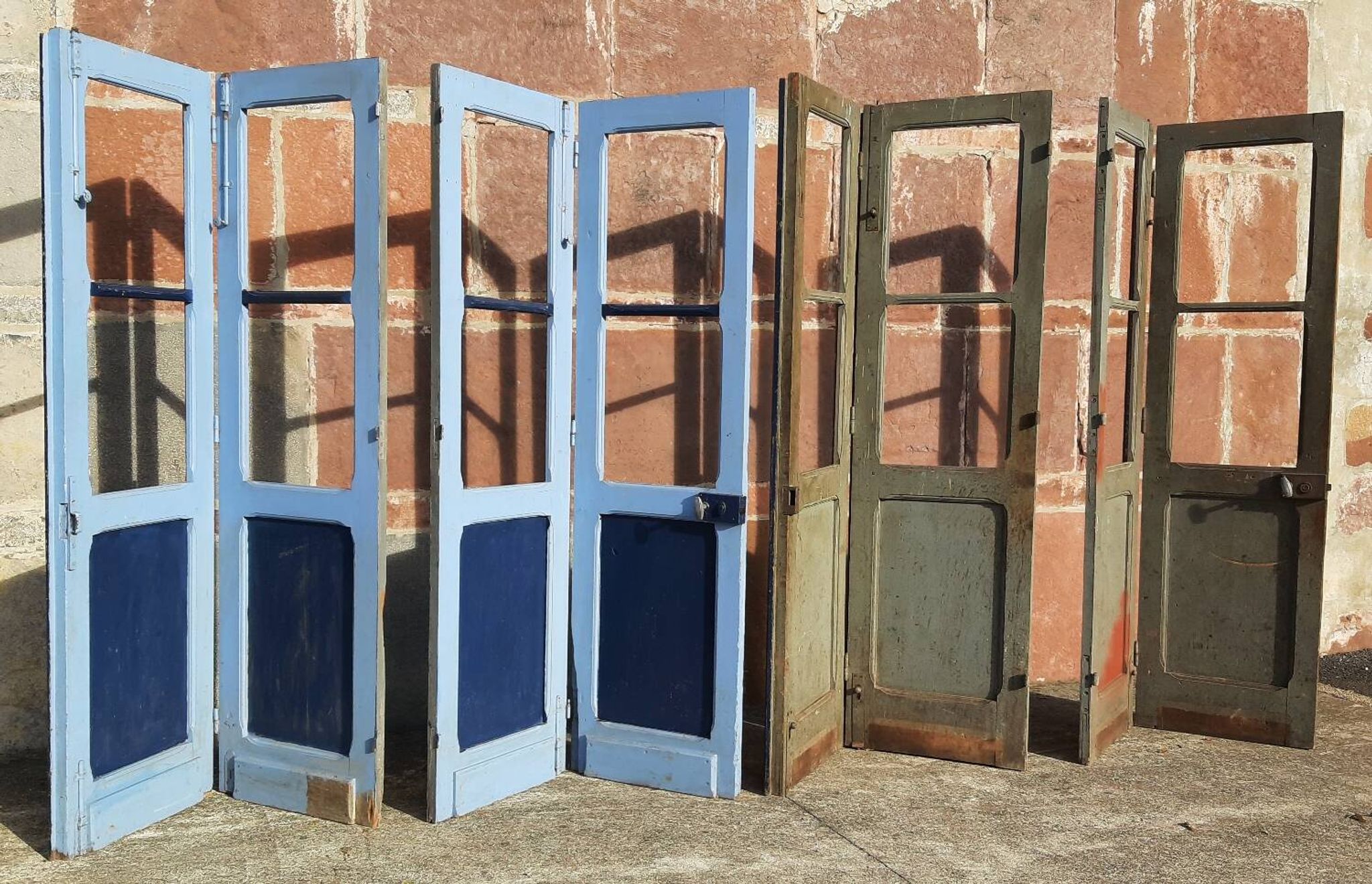 Portes doubles, deux battants, bois massif (Lot de 4)