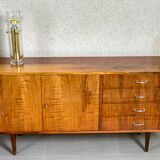 Violetta sideboard in walnut and mahogany, Piotrkowskie Fabryki Mebli, Poland, 1960.
