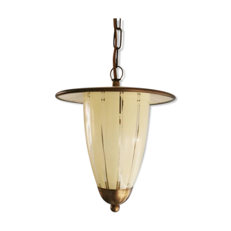 Suspension pendentif française en verre vintage années 1950