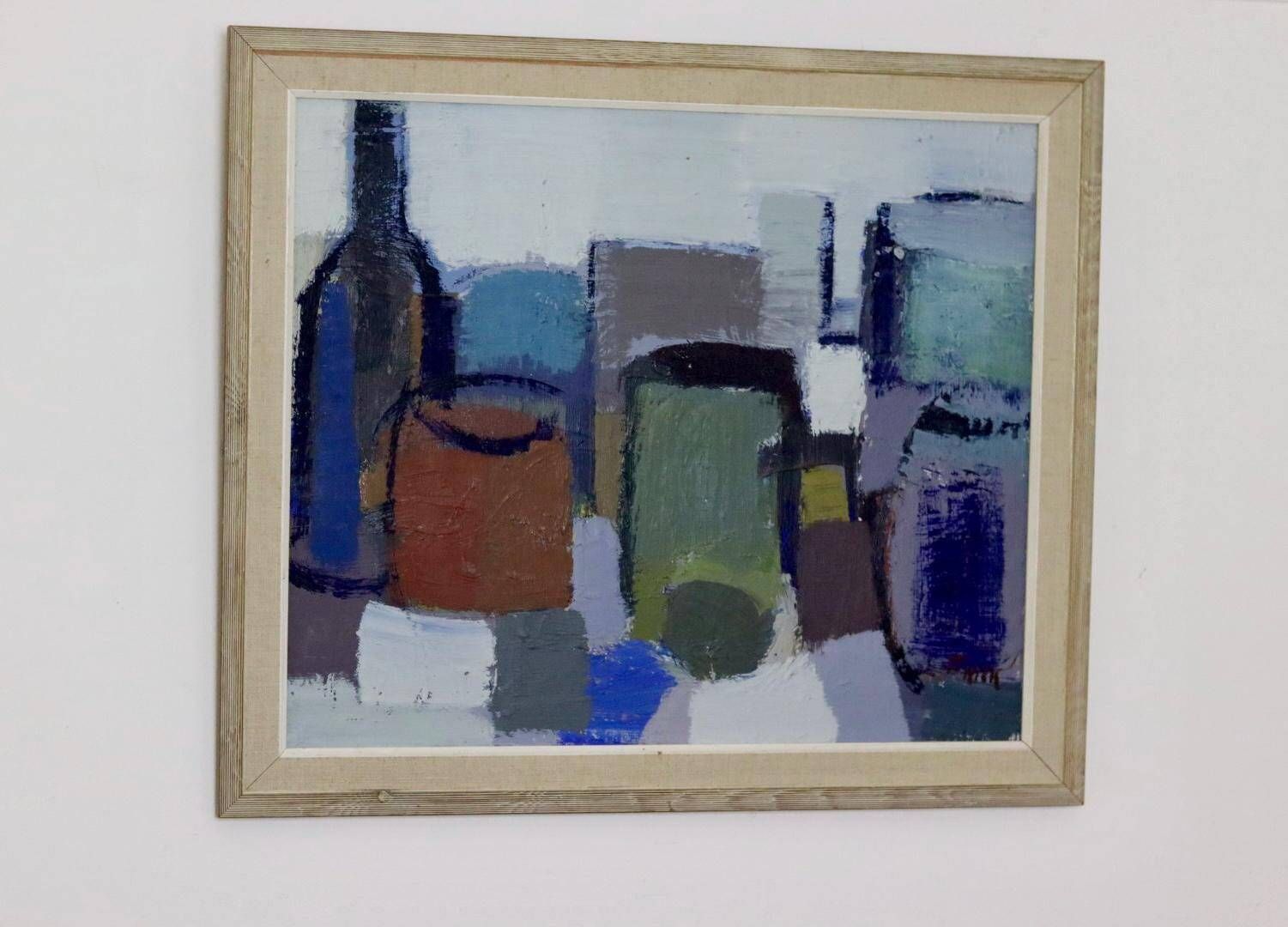 Mid-century original swedish oil on canvas "still life" by gösta falck