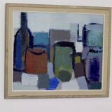 Mid-century original swedish oil on canvas "still life" by gösta falck