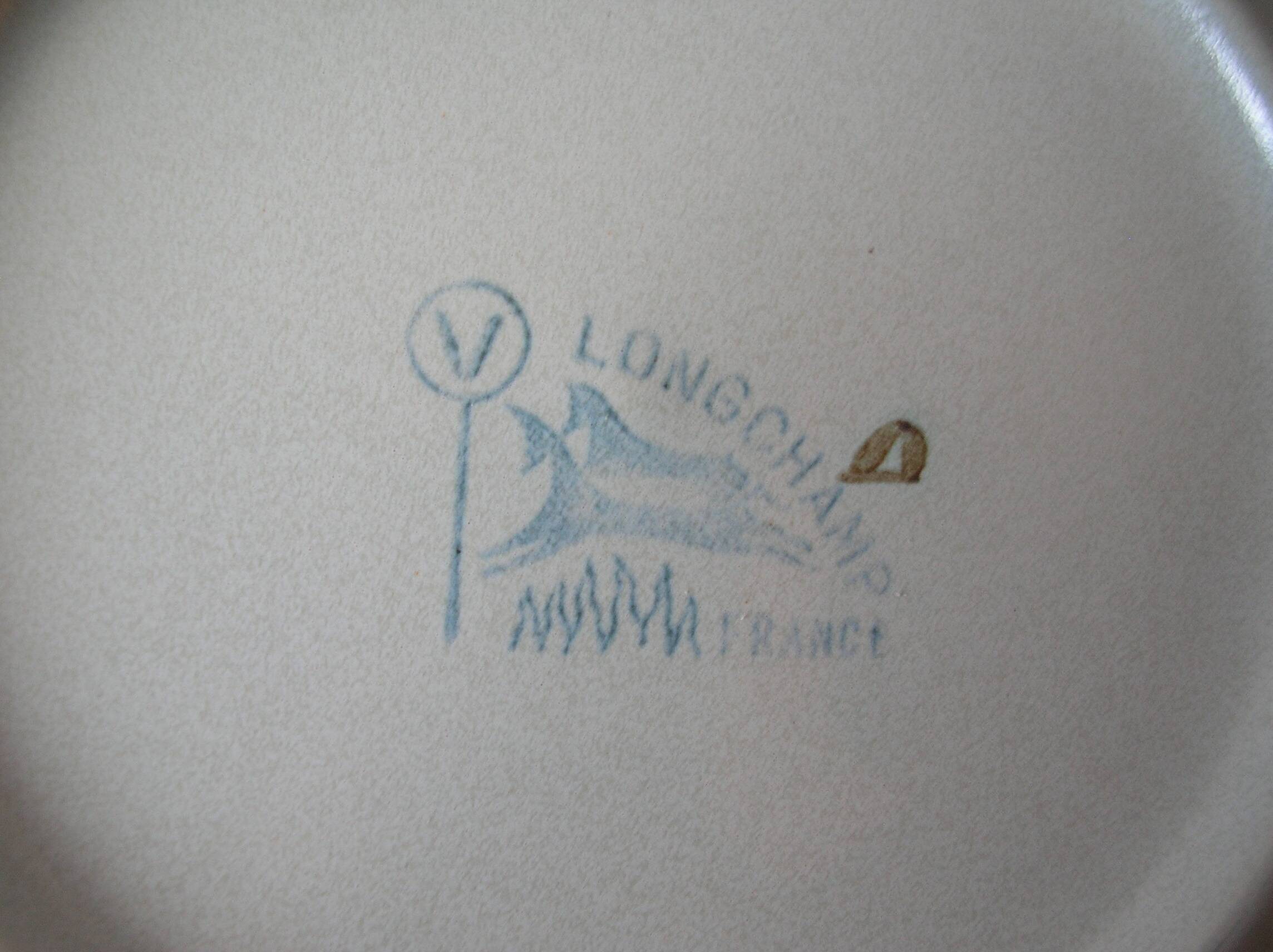 Set of 6 old Longchamp soup plates in ceramic/stoneware with floral decoration