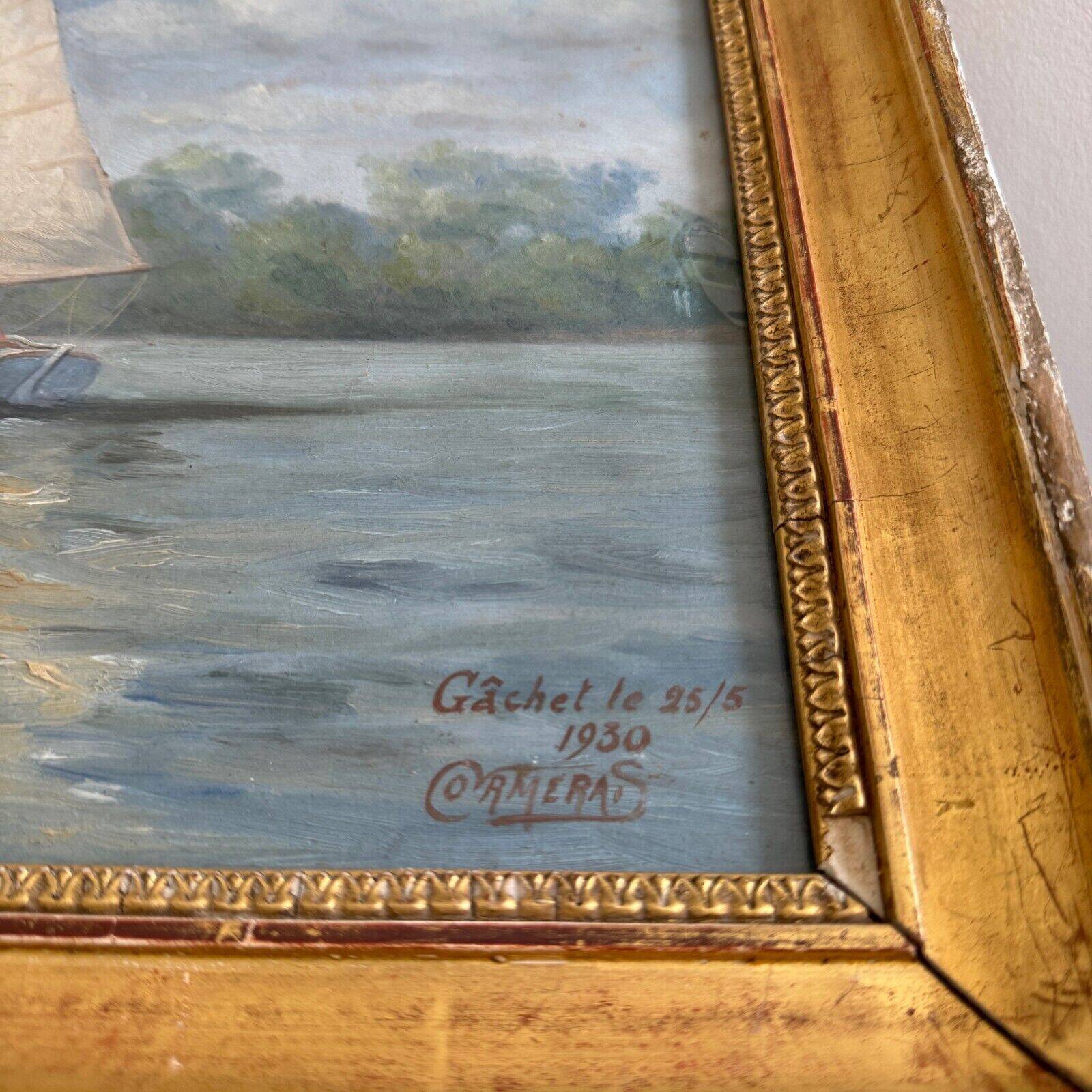 Aquarelle représentant une régate à Gâchet par Cormerais 1930