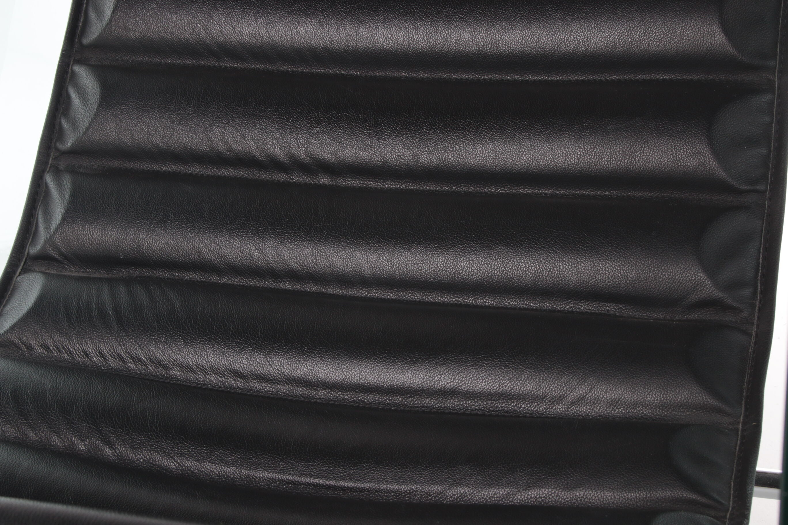 Black leather chair by Giovanni Tommaso Garattoni Italy glass and black leather