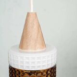 Vintage glass suspension, amber glass cylinder, pendant lamp.