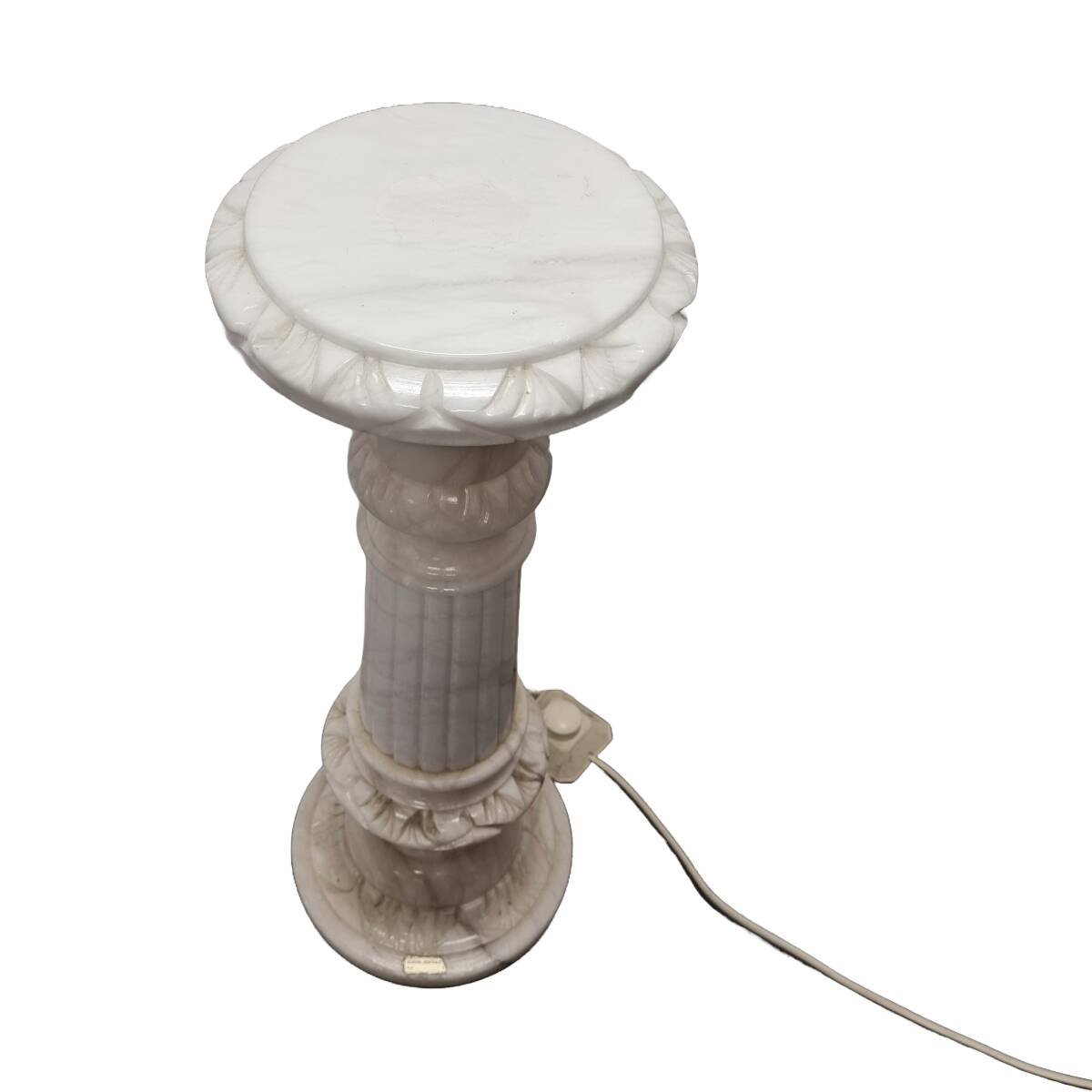 Vintage Alabaster Pillar With Lamp, 1970/80s