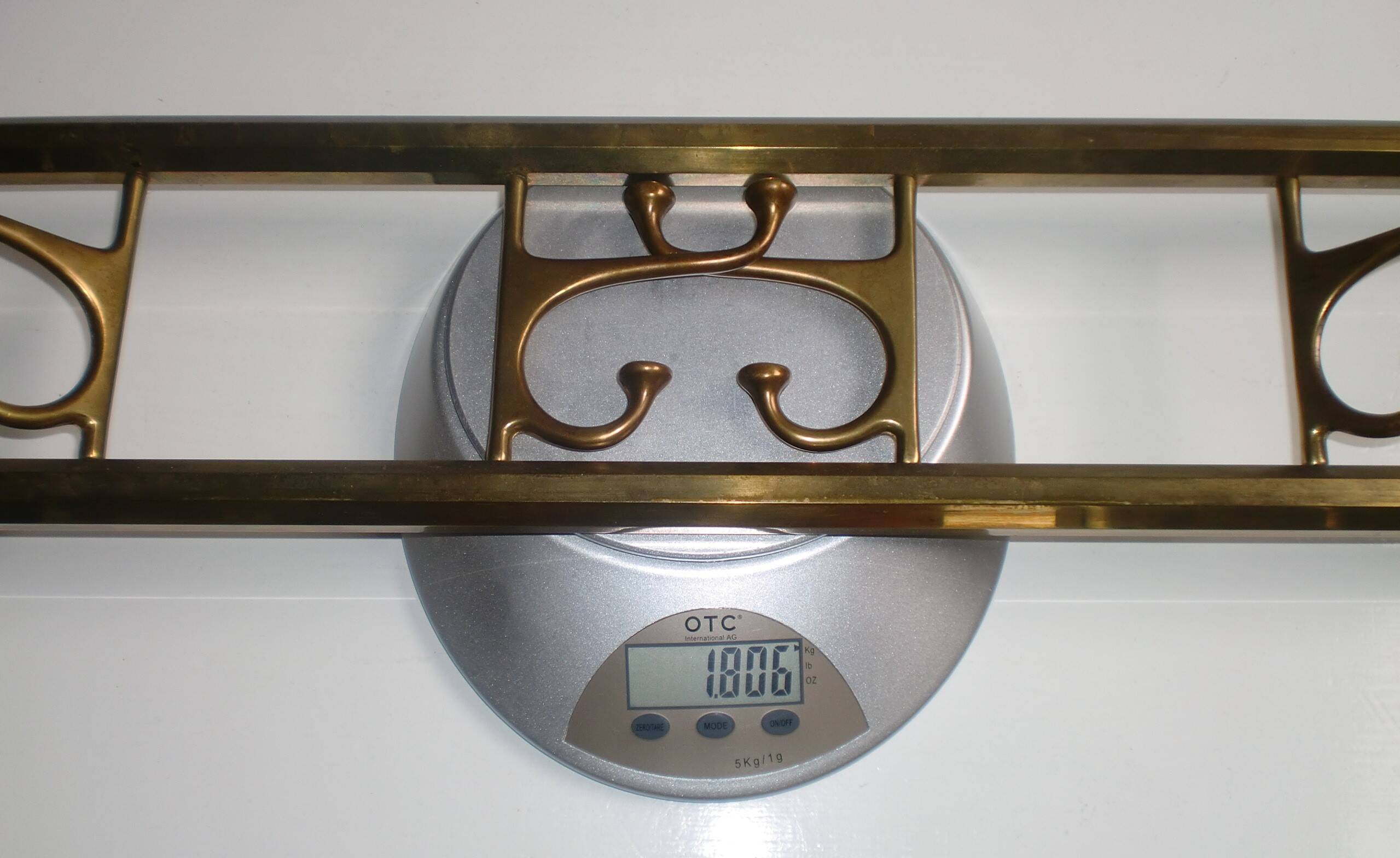 Art-Deco brass Coat Rack  &  2 Hangers, France, 1940s