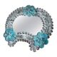 Small blue and white glass table or wall mirror from Murano, 1960s, Italy.