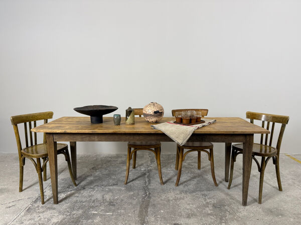 Ancienne table de ferme pieds fuseaux fin 19eme debut 20eme