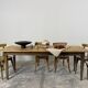 Old farmhouse table with tapered legs, late 19th to early 20th century.