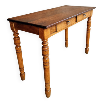 Table d'appoint ancienne bureau en bois de chêne 53 x 110 cm