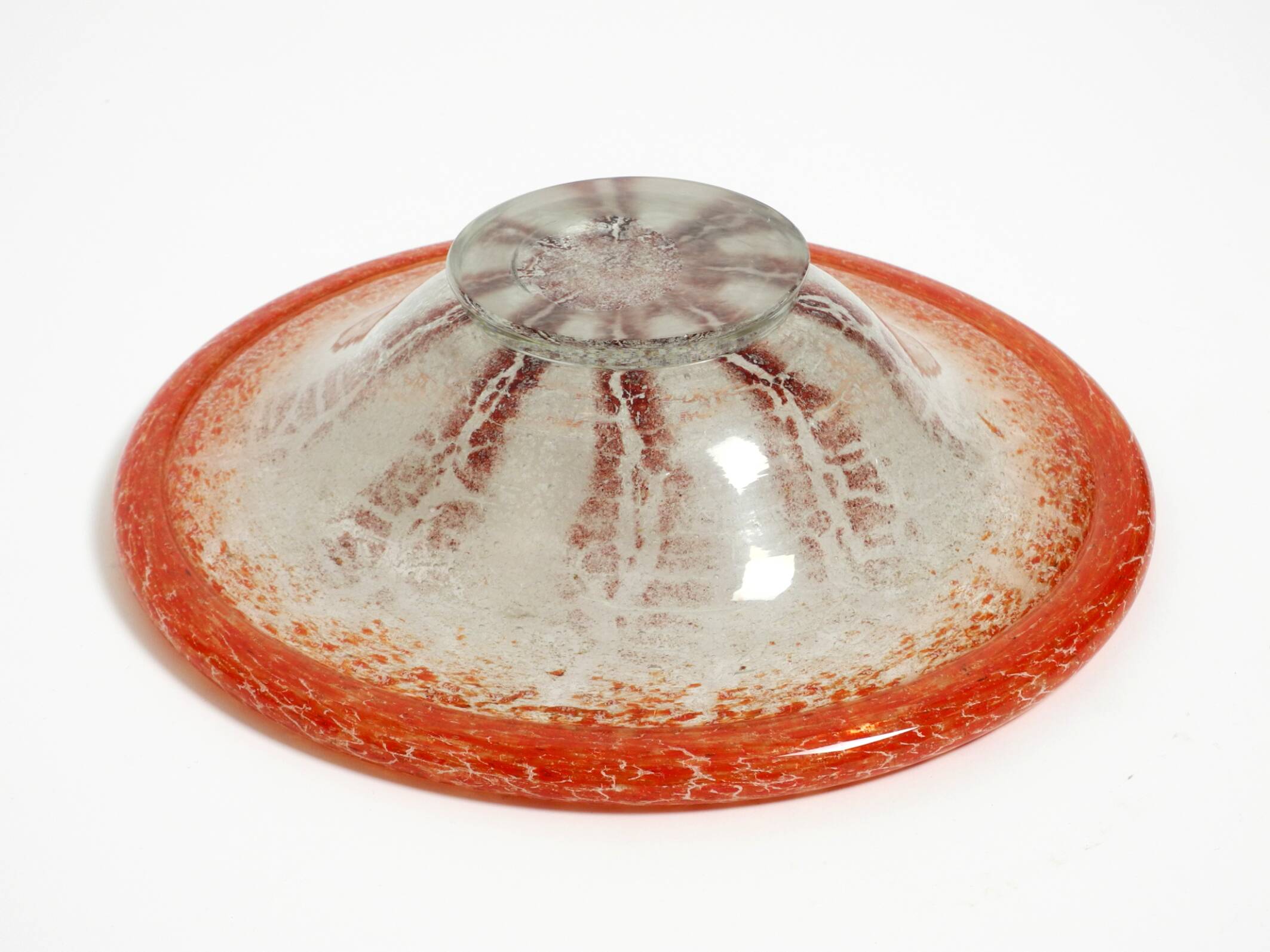 Three large colored 1930s glass bowls by Karl Wiedmann for WMF Ikora