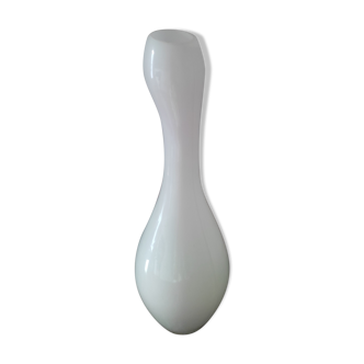 White molded glass vase