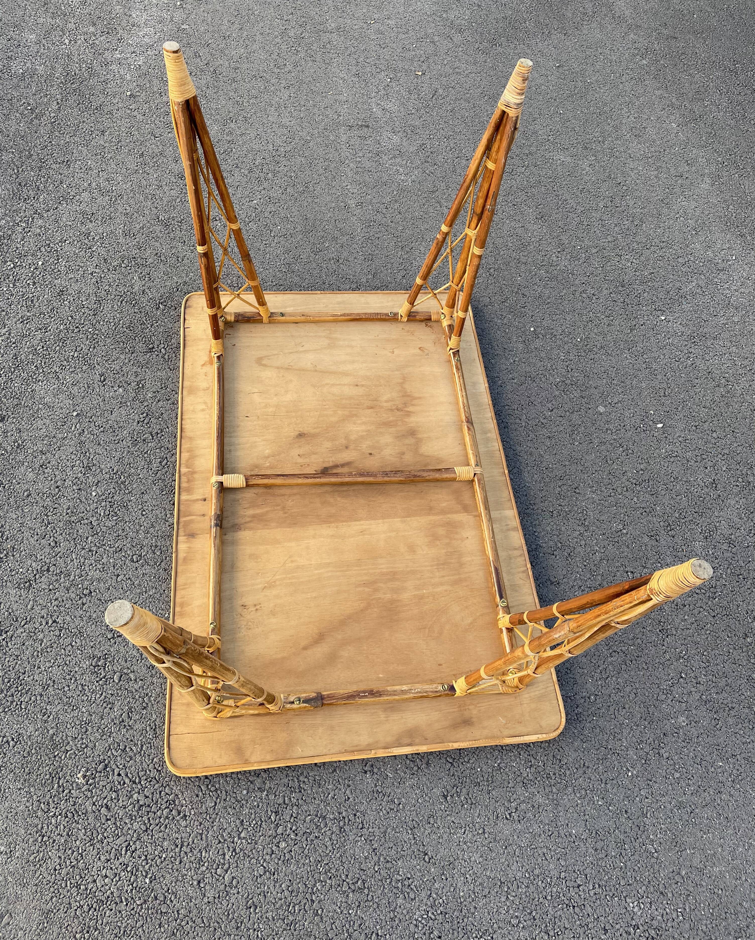 Rattan table vintage compass feet