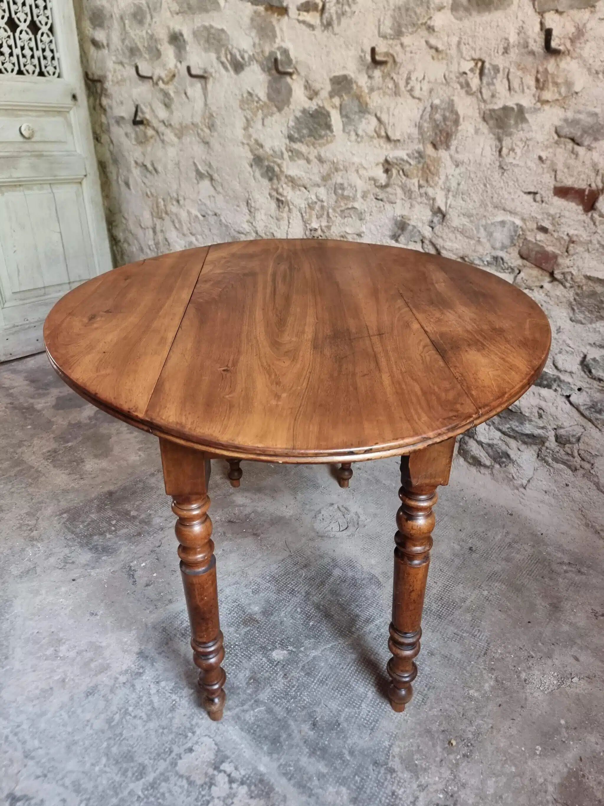 Antique French walnut folding dining table