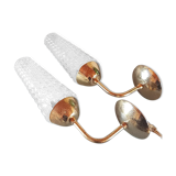 Set of 2 glass and gold metal appliques