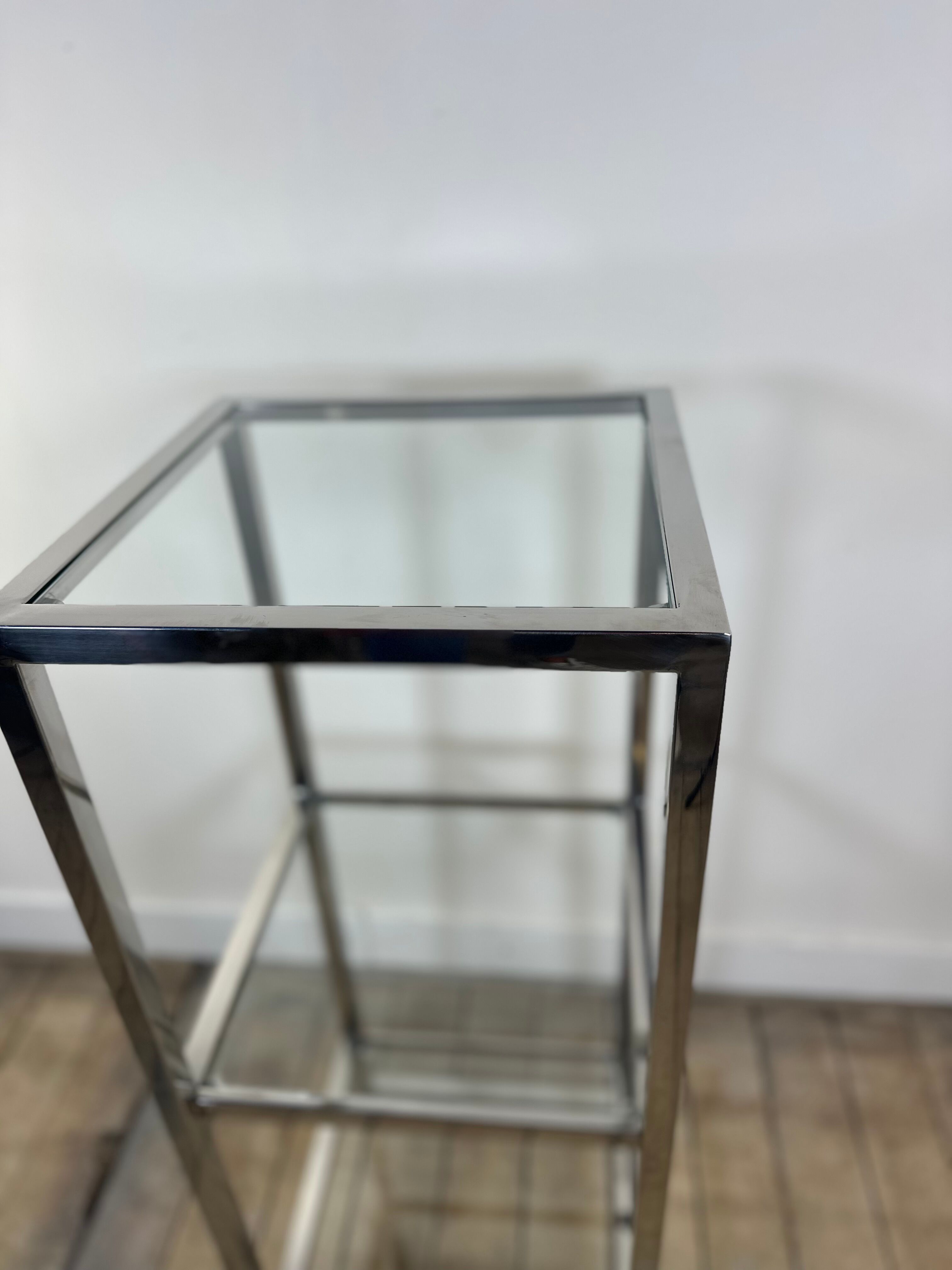Chrome and glass occasional shelf unit 2000s