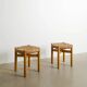 Pair of French Mid Century Wooden Meribel Stools by Charlotte Perriand 1960