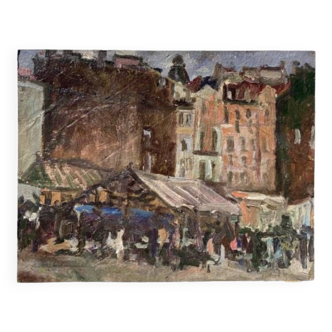 Place de Clichy Paris impressionist oil painting