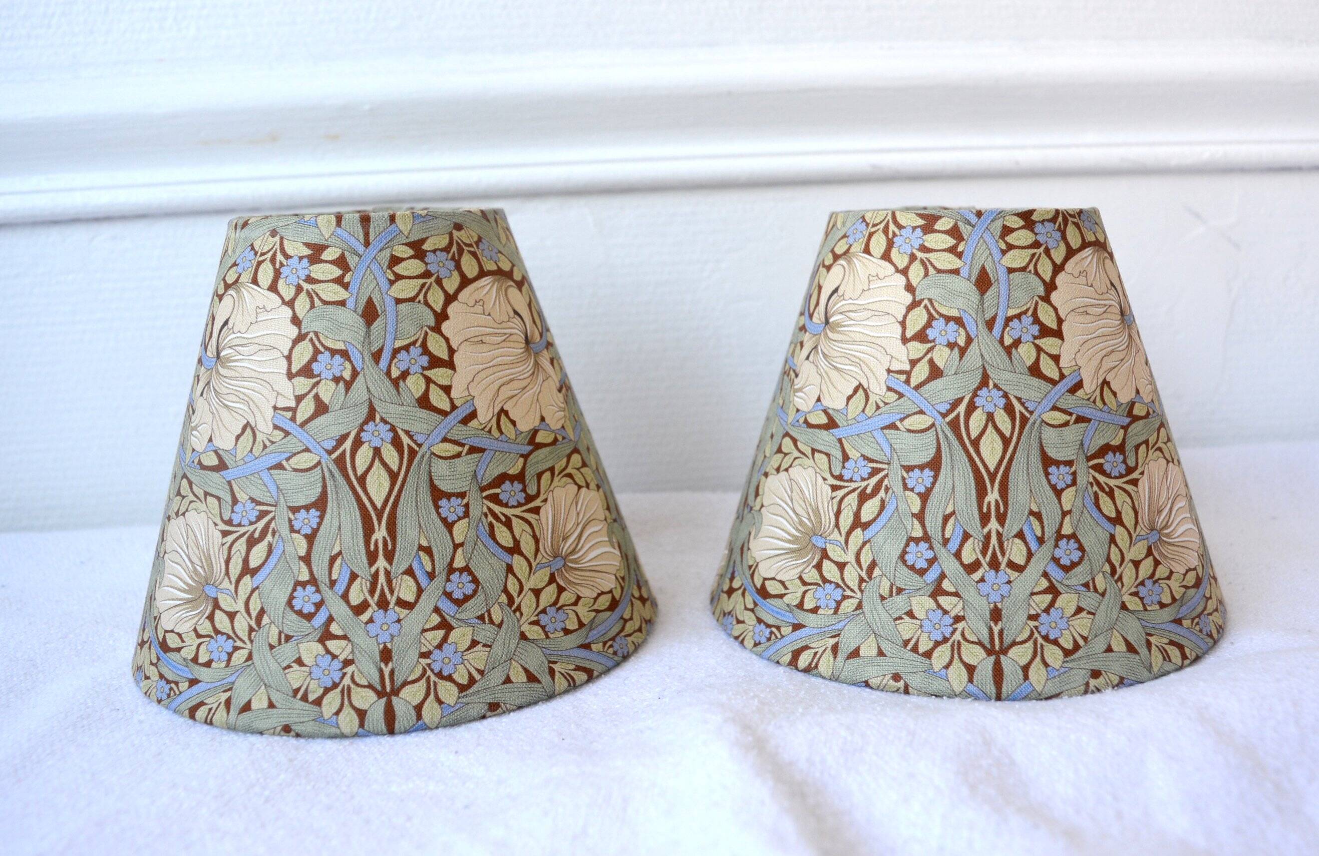 2 Art Nouveau lampshades with green flowers