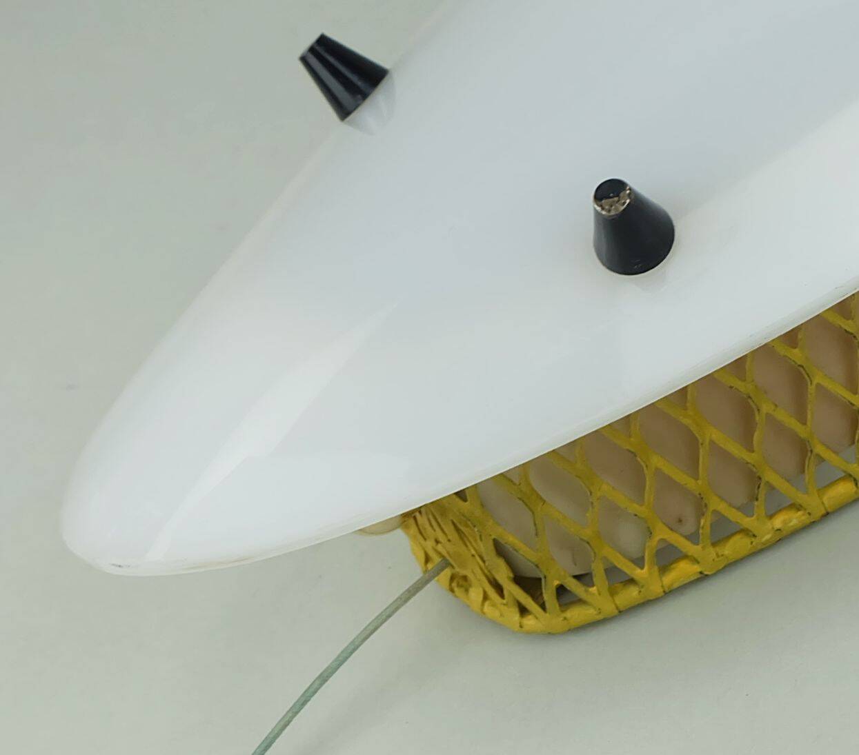 1950s SCONCE tele ambiance metal mesh with white acrylic shade