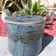 Vintage handmade box in blue glazed stoneware