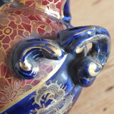 Sarreguemines trim 3 pcs Planter & vases blue, burgundy and gold