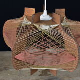 Vintage wood and thread pendant lamp