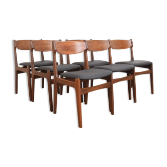 Mid-Century Danish Teak & Leather Dining Chairs by Erik Buch, 1960s, Set of 6