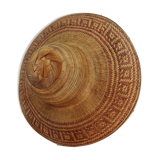 Asian hat in braided wicker and bamboo 70s