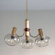 Chandelier 1970 brass gilded globes smoked glass italian