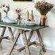 Table basse sur tréteaux anciens en bois