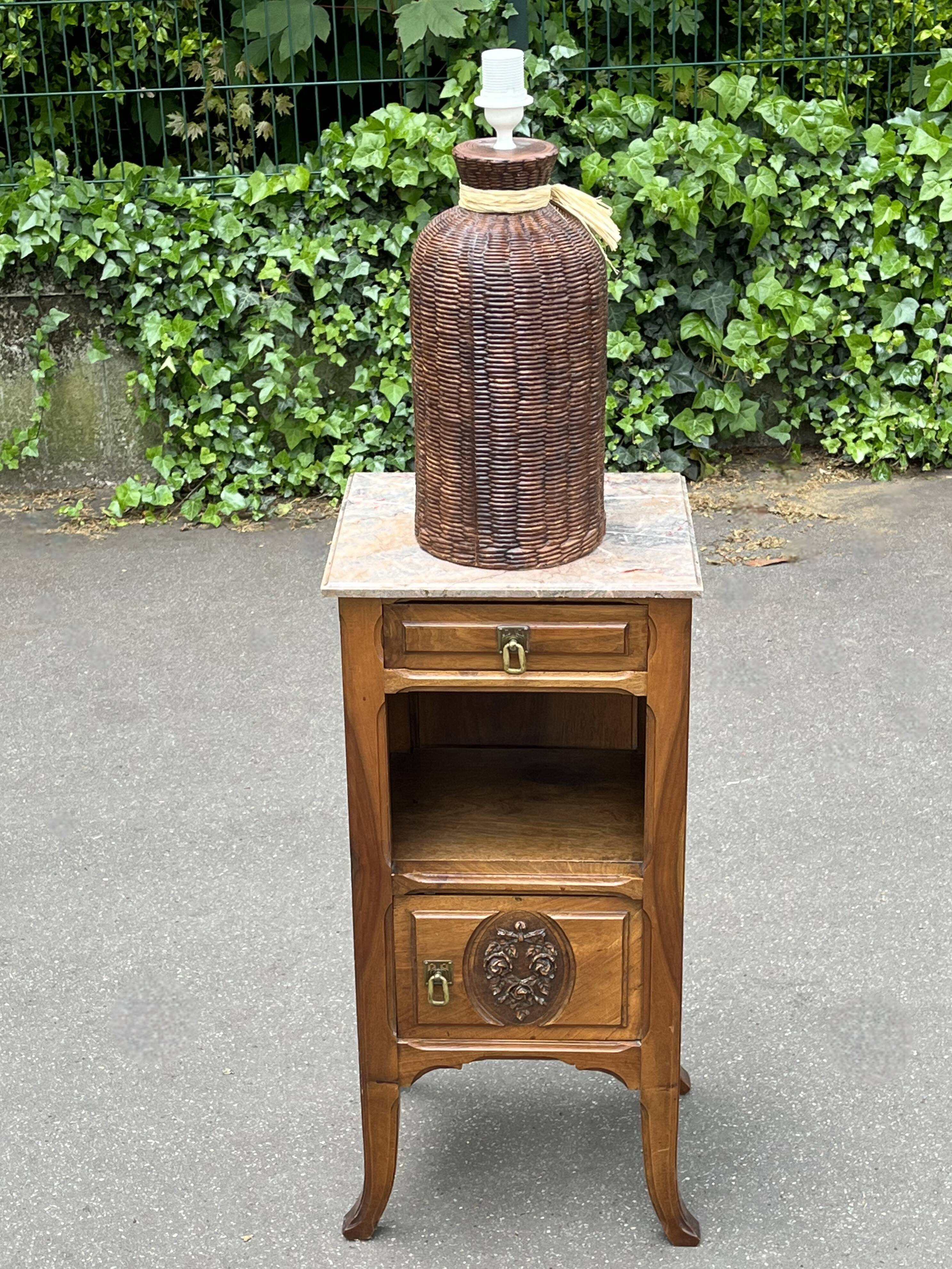 Large vintage 80s ceramic trompe l'oeil lamp