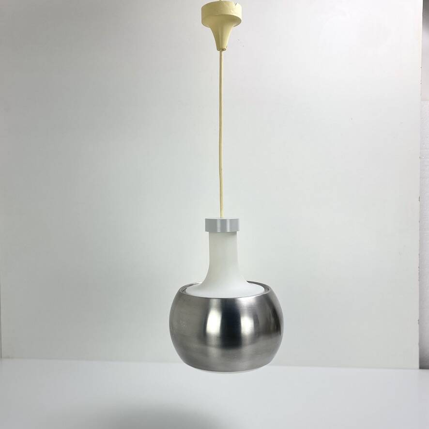 Glass and aluminum pendant light, design Rolf Krüger for Staff Leuchten, P118