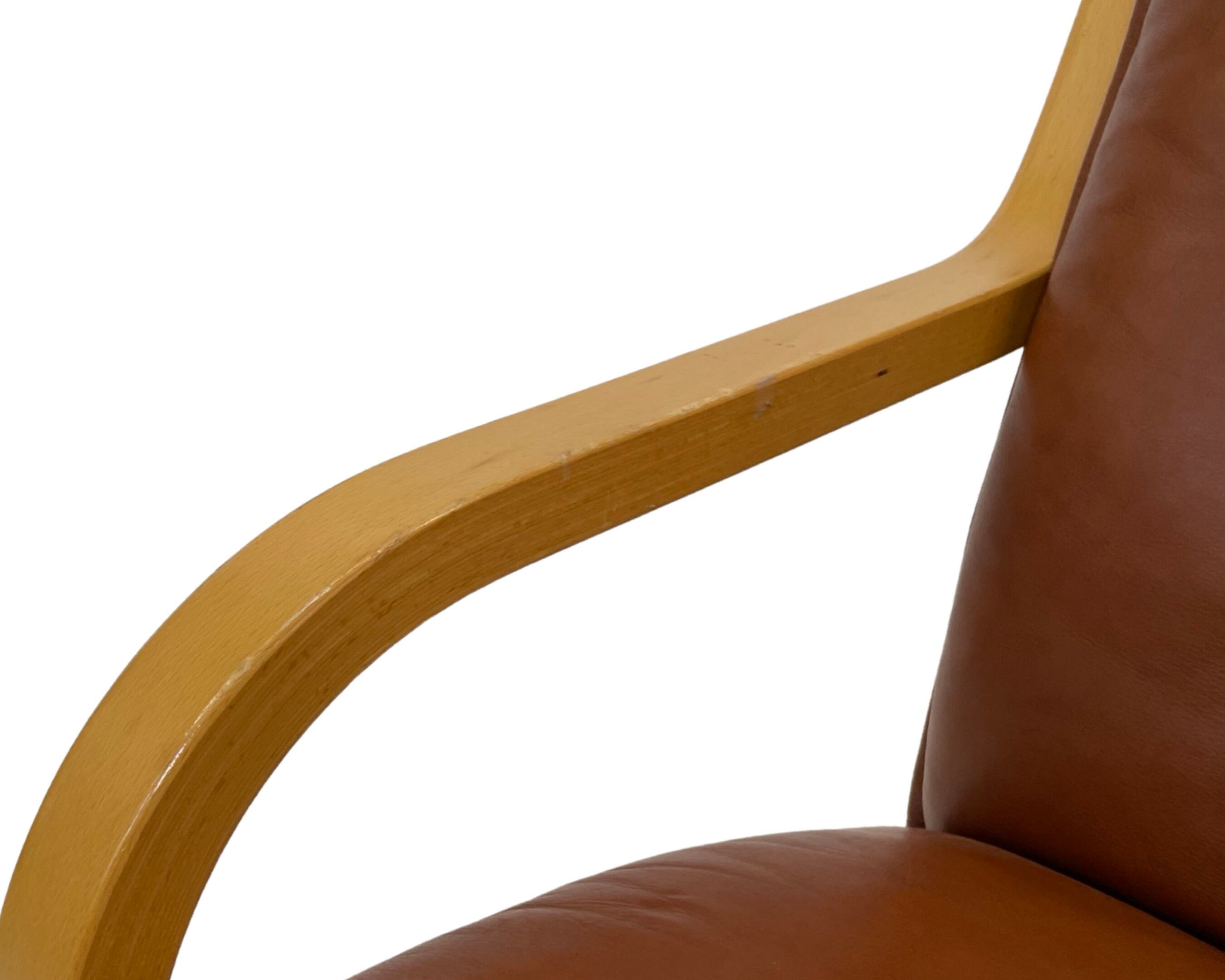 Vintage Danish armchair cognac leather by Stouby