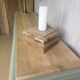 Renovated antique sideboard - blue-green, cane work and oak top